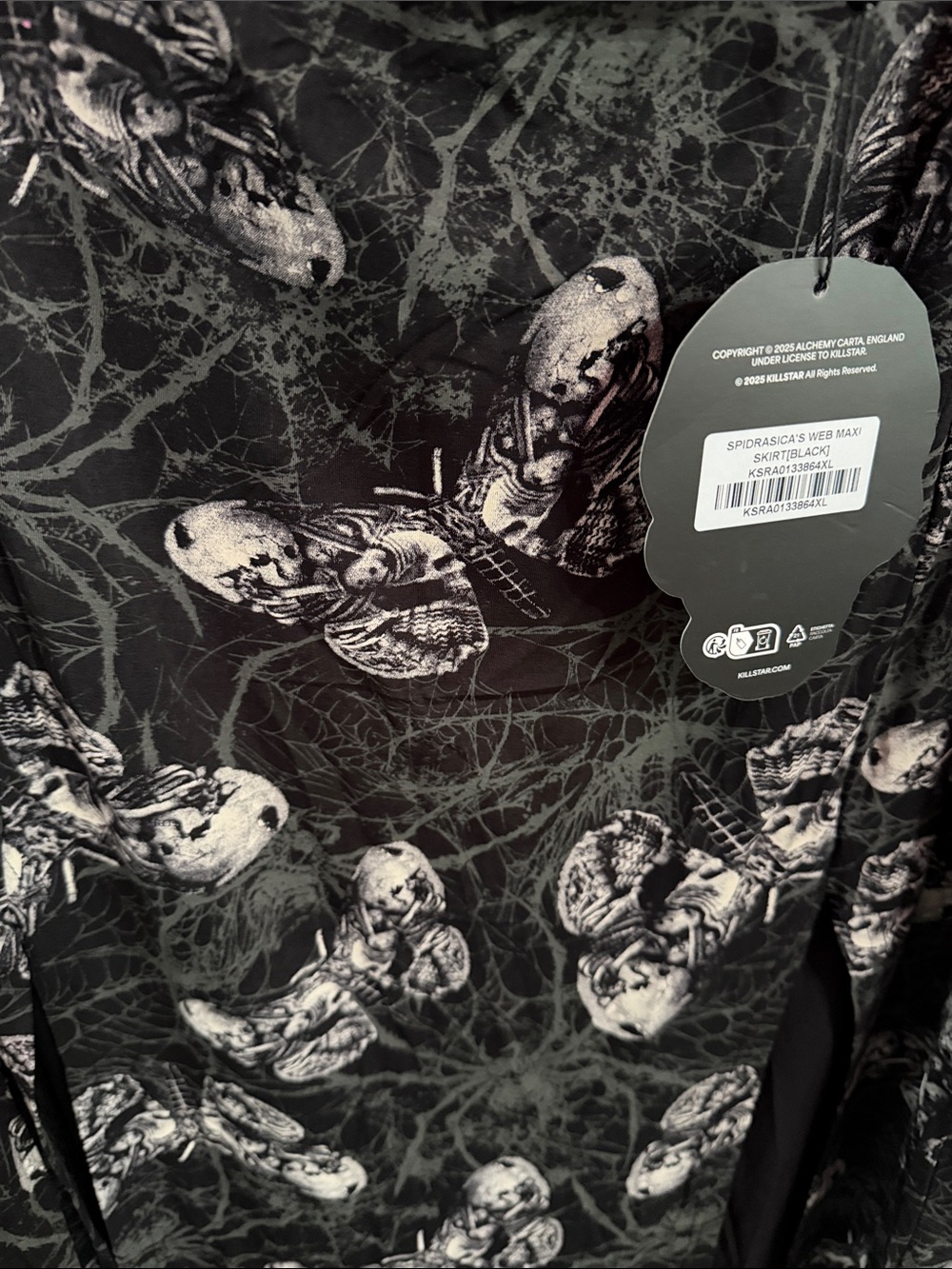 Killstar Black Maxi Skirt with  Death Moths Plus size - Picture 4 of 5